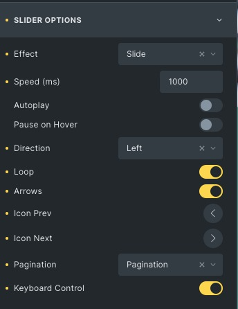 Thumbnail Slider: Slider Options Settings