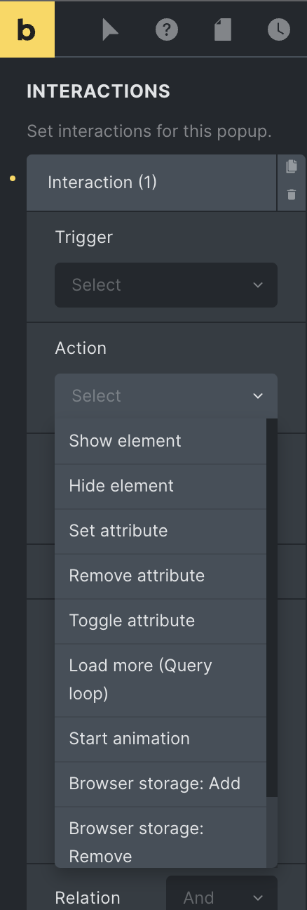 Action in Popup: Bricks Builder
