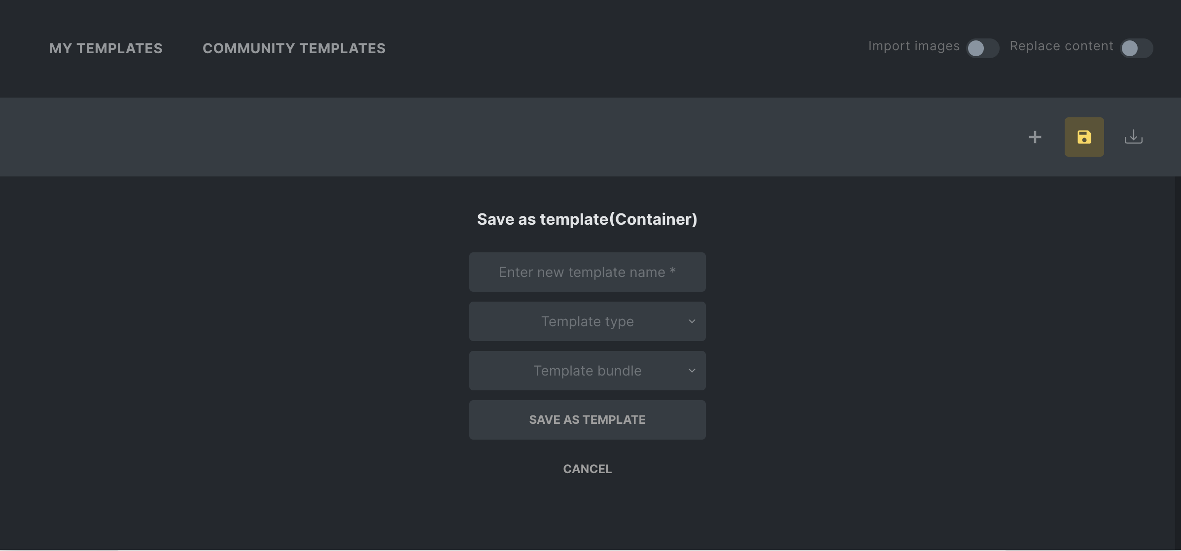 Save option page for Global Templates: Bricks Builder