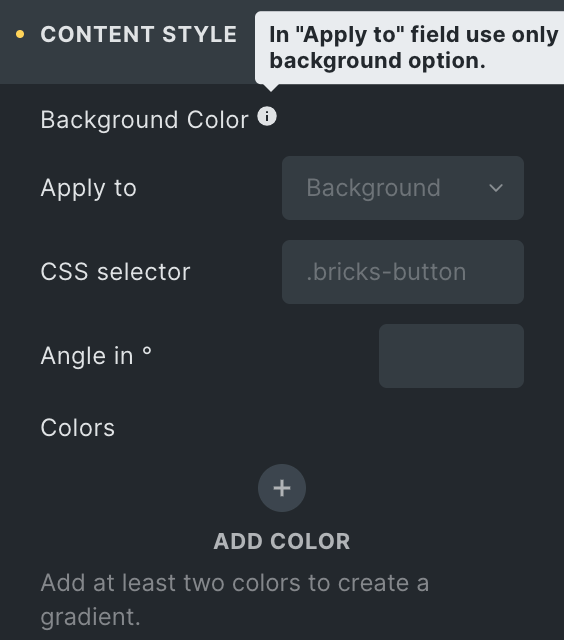 Call To Action: Content Style(Background) Settings
