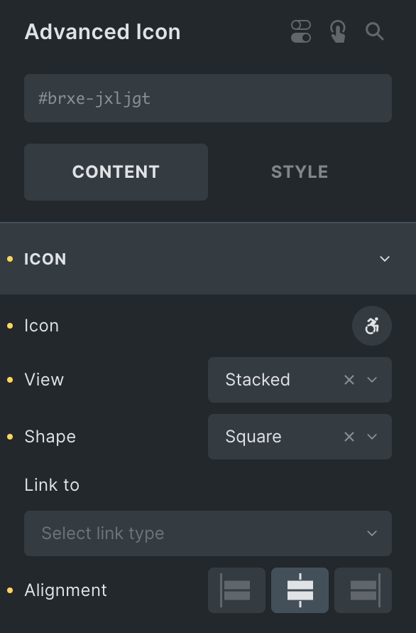 Advanced Icon Element: Icon Settings