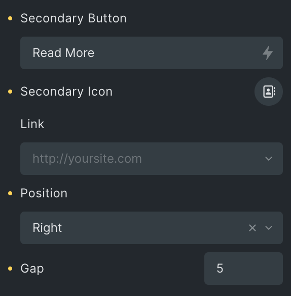 Call To Action: Secondary Button Settings
