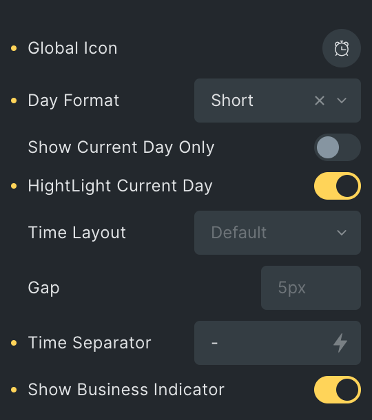 Business Hours: Content Settings