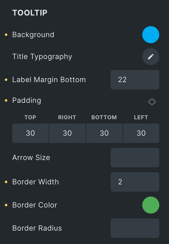 Chart: ToolTip Style Settings