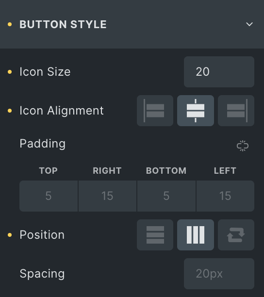 Call To Action: Button Style Settings