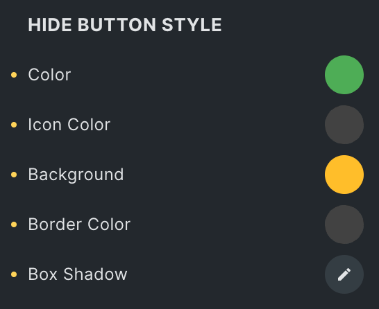 Unfold (Nestable): Hide Button Style Settings