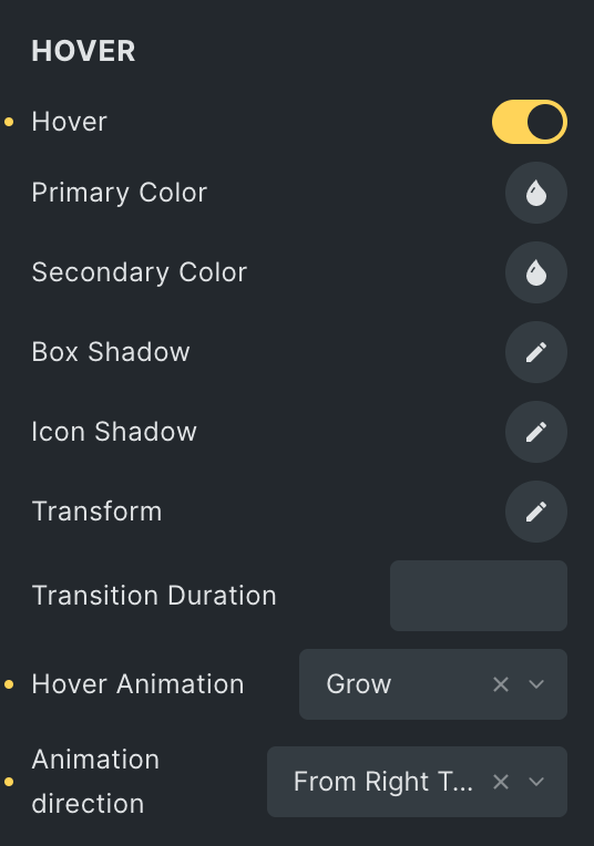 Advanced Icon: Button Hover Style Settings 