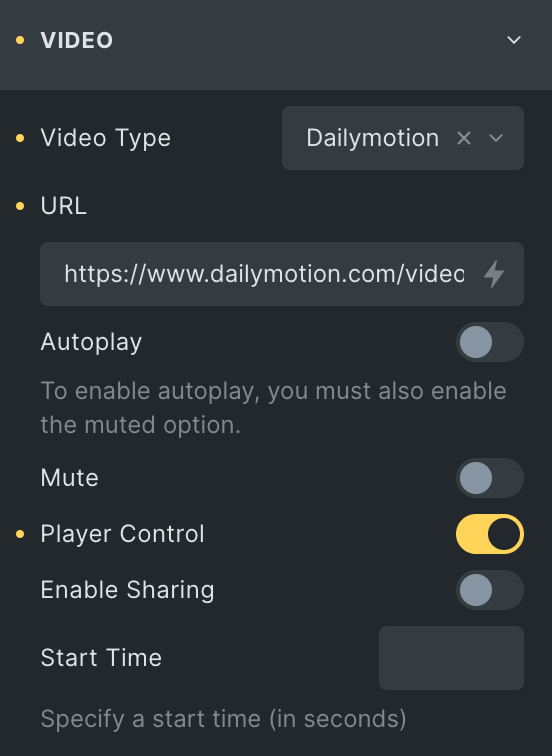 Video Box: Dailymotion Settings