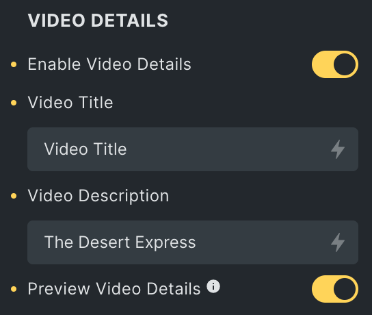 Video Box: Video Details Settings