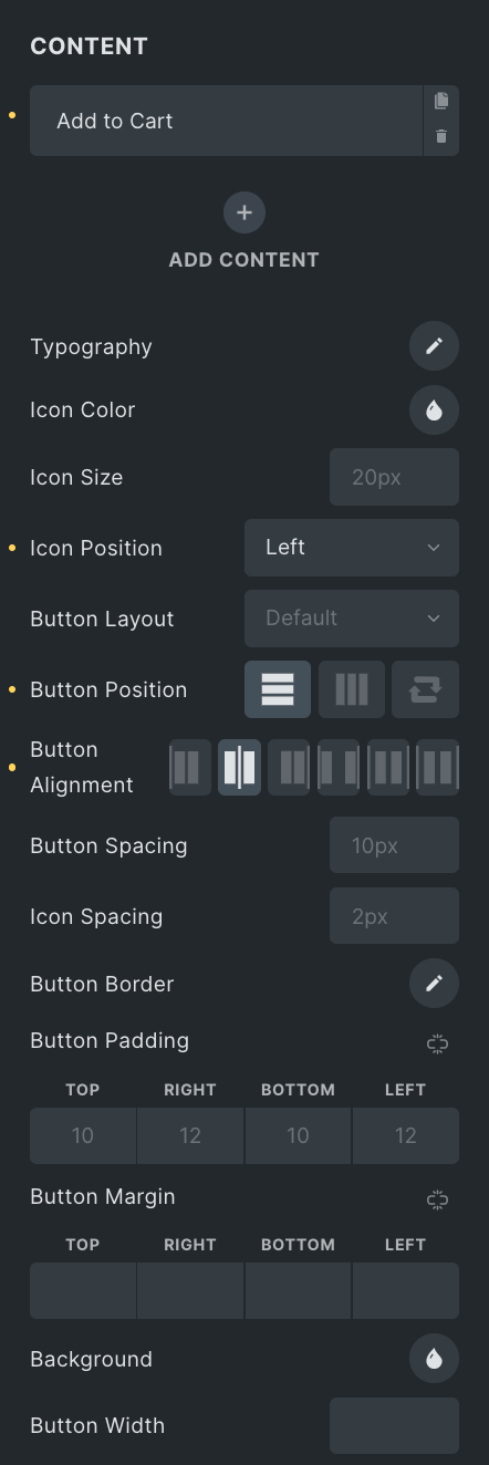 Woo Products: Button Media Content Settings