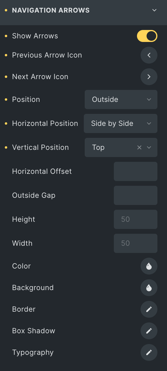Woo Products: Navigation Arrows Settings