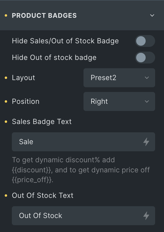 Woo Products: Product Badges Settings