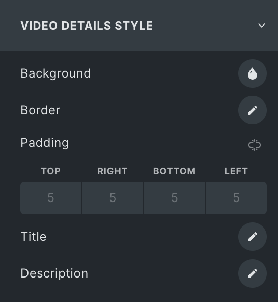 Video Box: Video Details Style Settings
