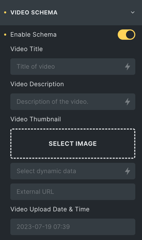 Video Box: Video Schema Settings