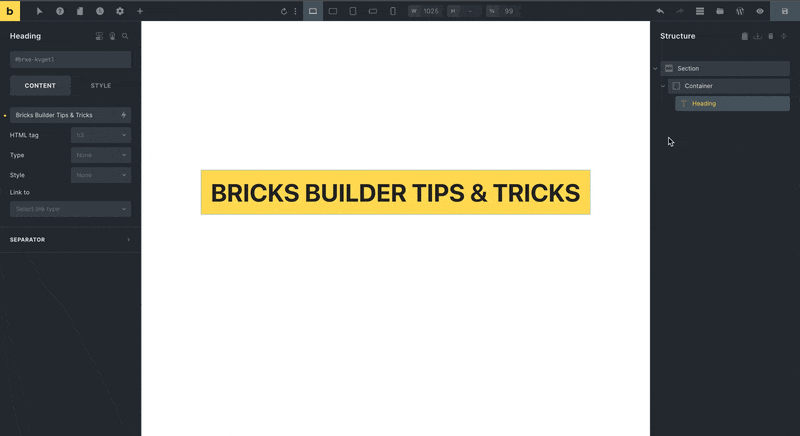 Bricks Builder: Customize Breakpoints  Style Settings