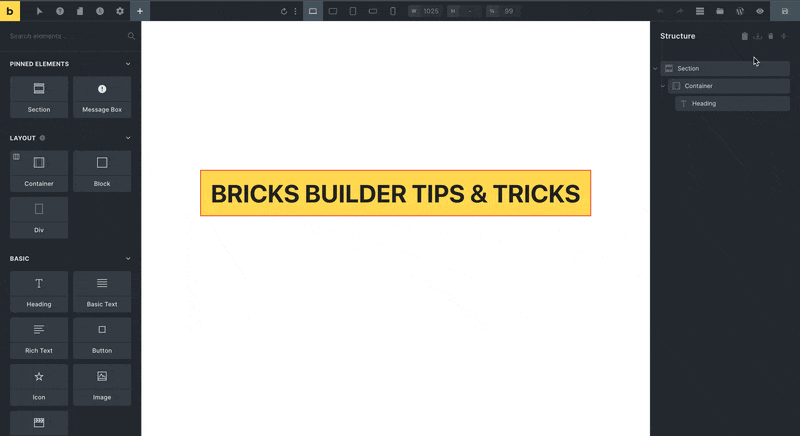 Bricks Builder: Switch to WordPress Editing Settings