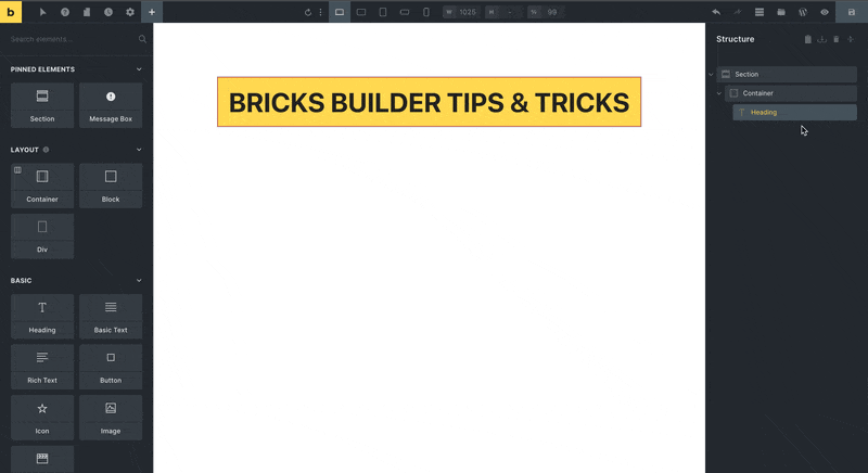 Bricks Builder: Reusable Elements Settings