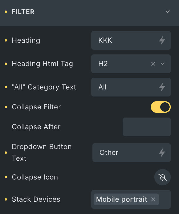 Video Gallery: Filter Settings
