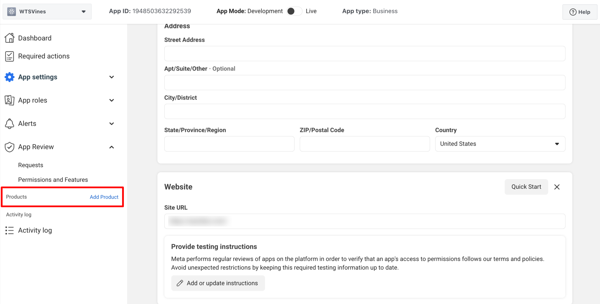 Instagram Access Token: Add Product