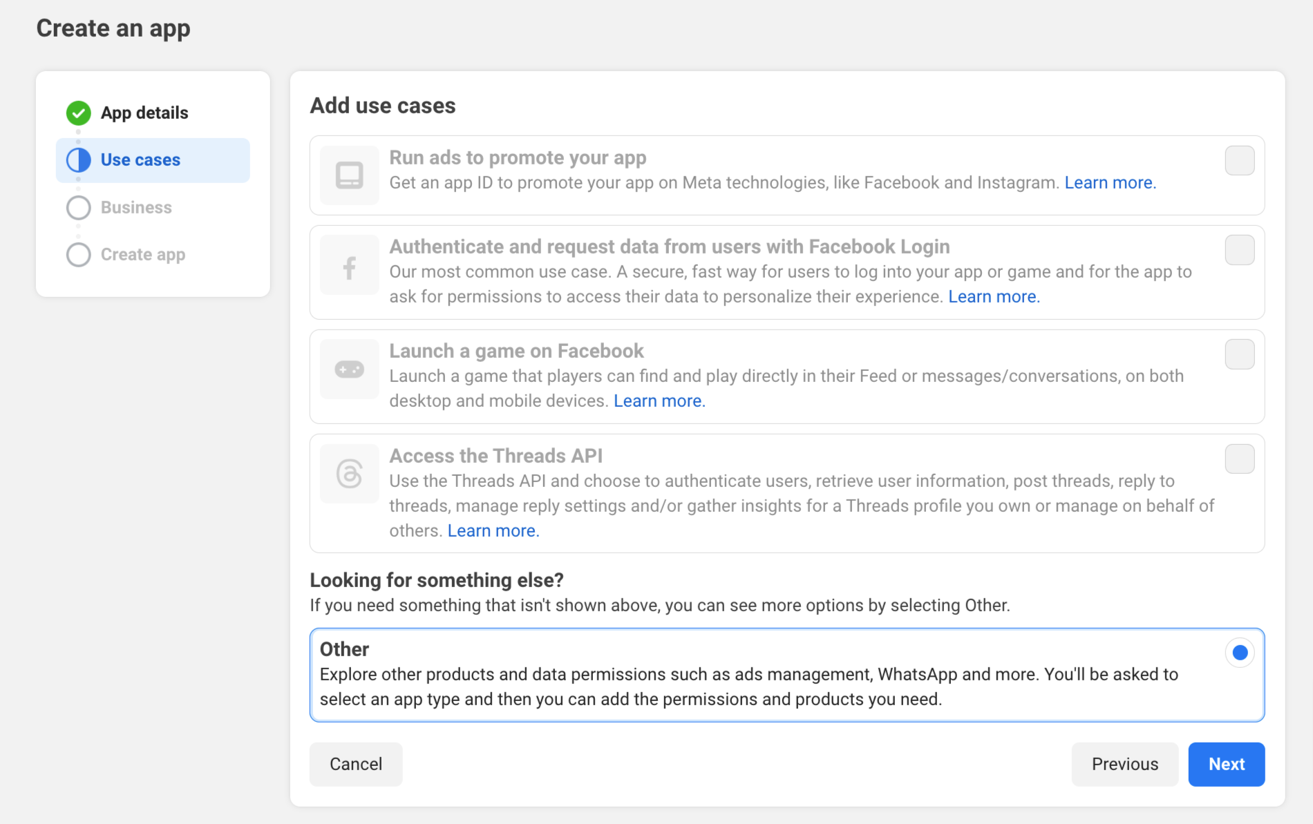 Instagram Access Token: Choose the App Use Case