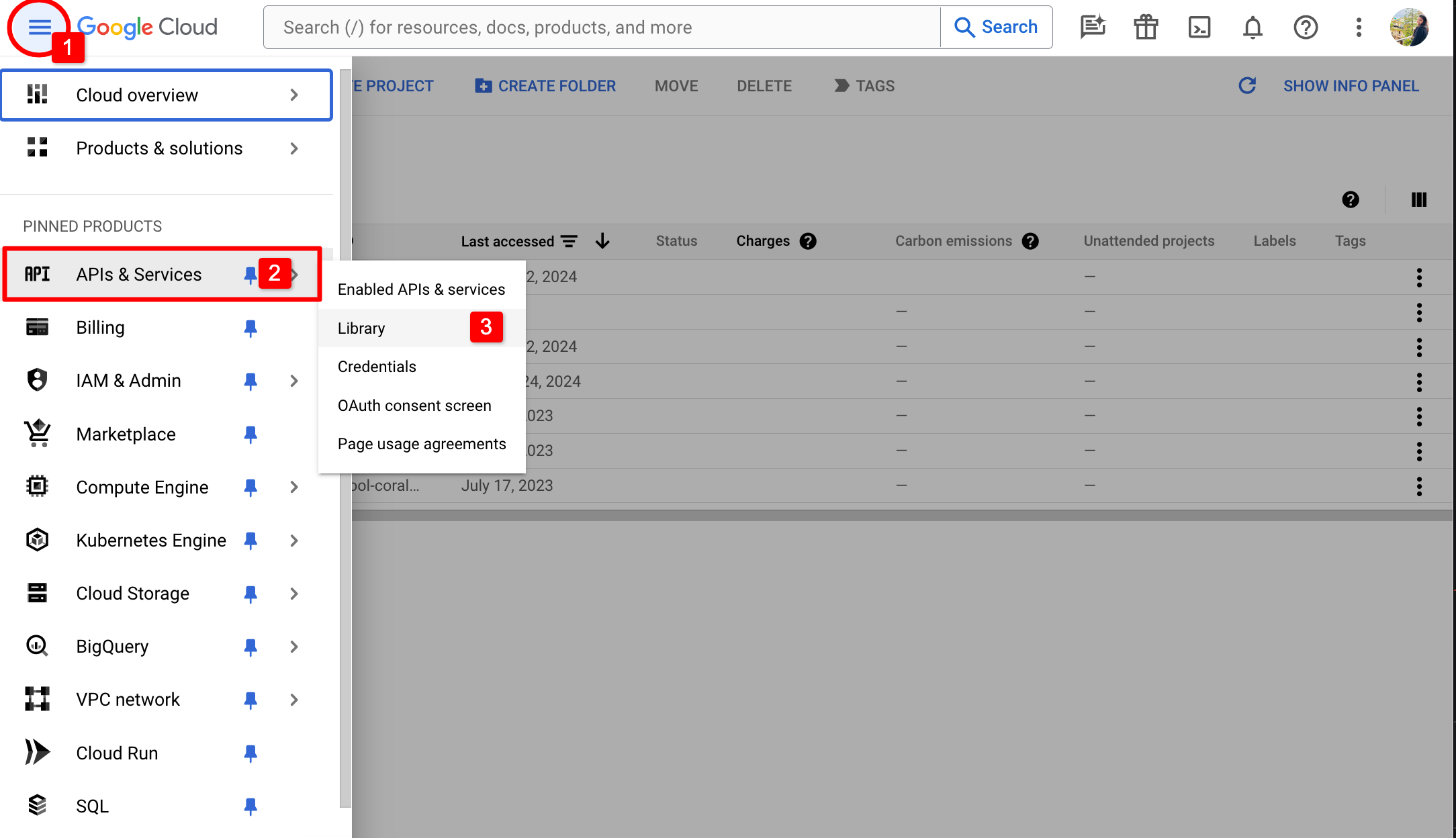 Google Cloud: Library Settings