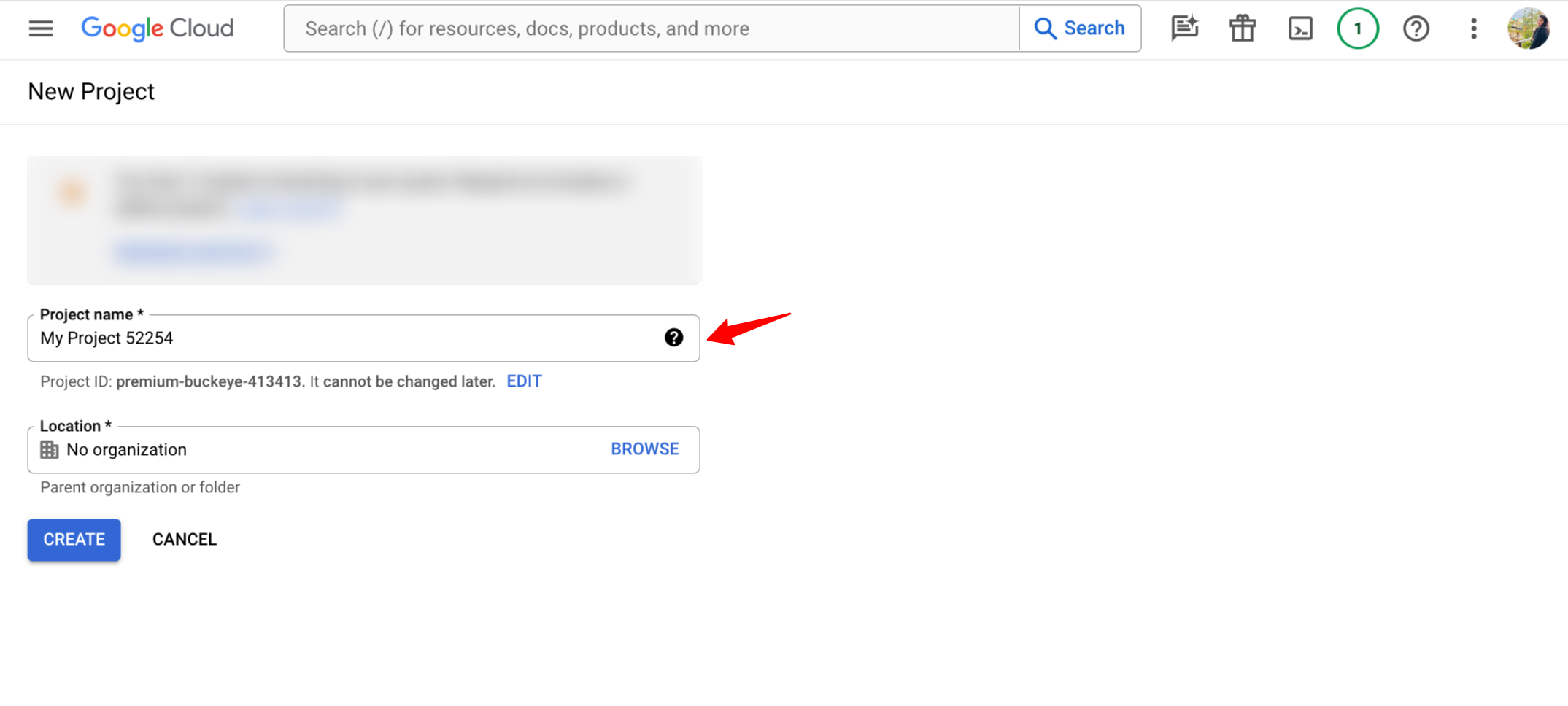 Google Cloud: Provide Project Name