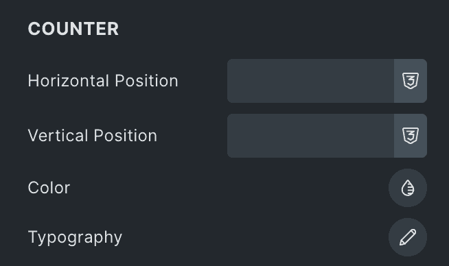 Image Accordion: Counter Style Settings