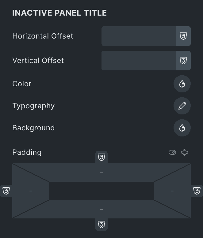 Image Accordion: Inactive Panel Style Settings