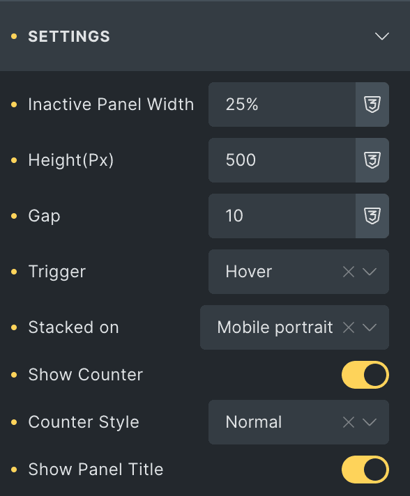 Image Accordion: Settings