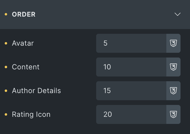 Testimonials: Content Ordering Settings